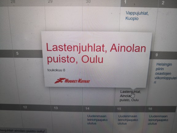 Tapahtumakalenteri avattuna